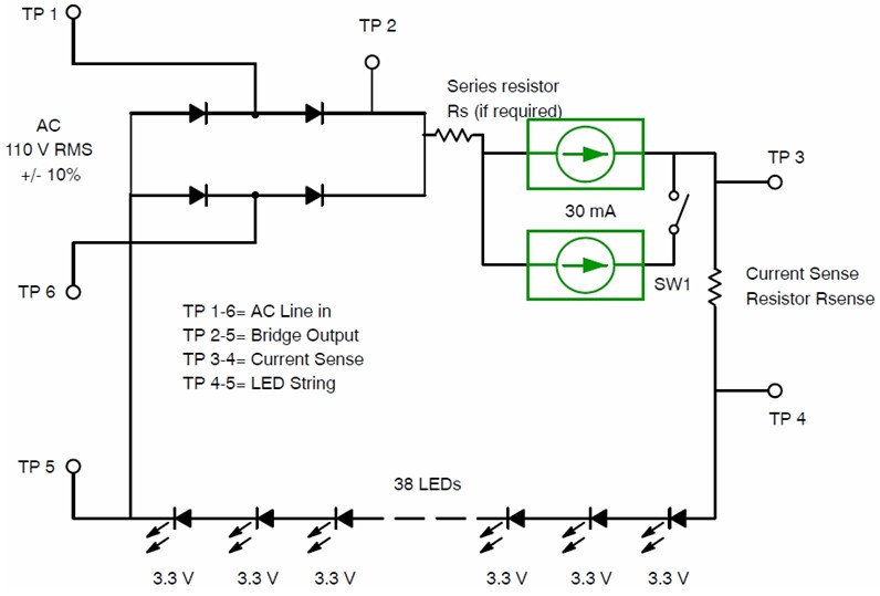 圖3：CCR用于直接交流供電LED照明應用的電路圖
