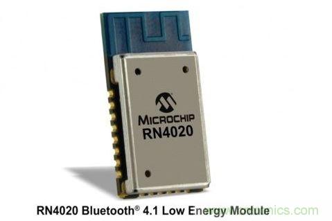 Microchip公司的RN4020模塊集成了包括天線在內完整的低功耗藍牙射頻電路。RN4020采用密封的10mm x17mm x 2mm封裝，內置有板載陶瓷天線、2.4GHz的低功耗藍牙收發(fā)器、帶完整的嵌入式低功耗藍牙協(xié)議棧的微控制器以及UART和USB接口。