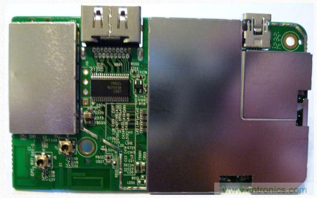 圖(f)：PTV3000流媒體適配器拆解過程。