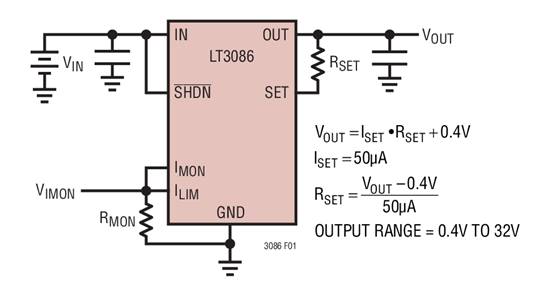 利用LT3080x電流源基準線性穩壓器停機